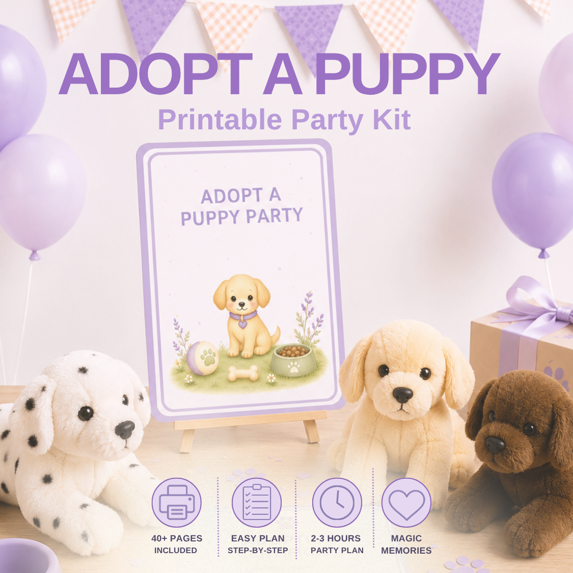 Adopt a Puppy Party Guide | Printable Birthday Party Kit for Kids