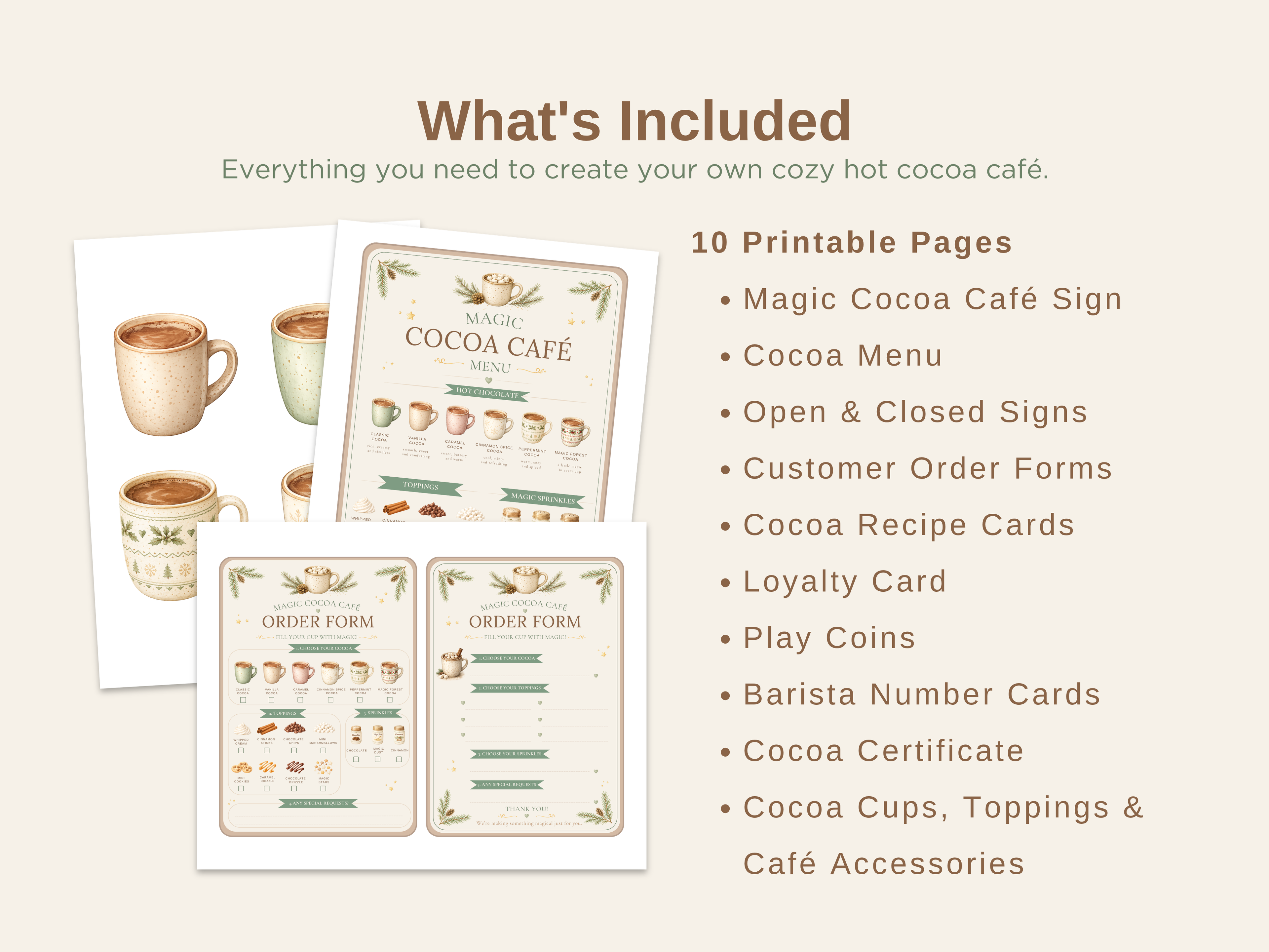 Magic Hot Chocolate Shop | Printable Pretend Play Kit | Hot Cocoa Café