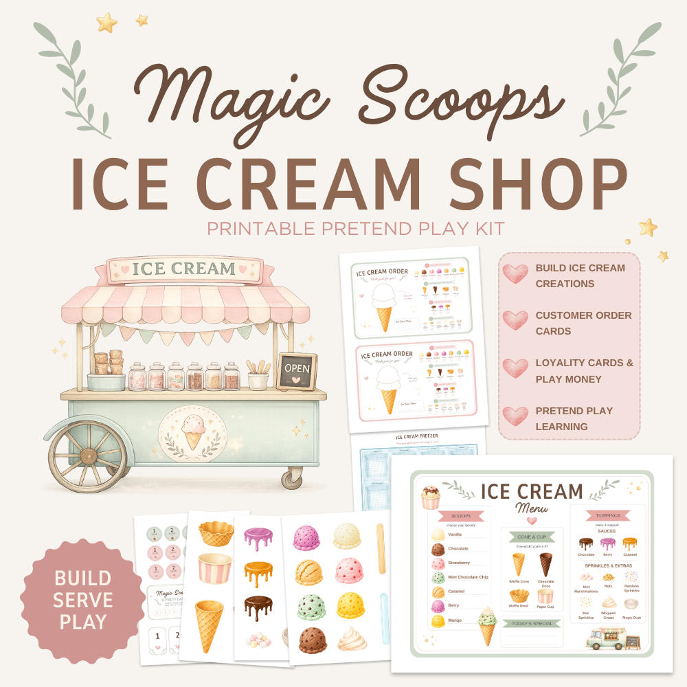 Magic Scoops Ice Cream Shop | Printable Pretend Play Kit
