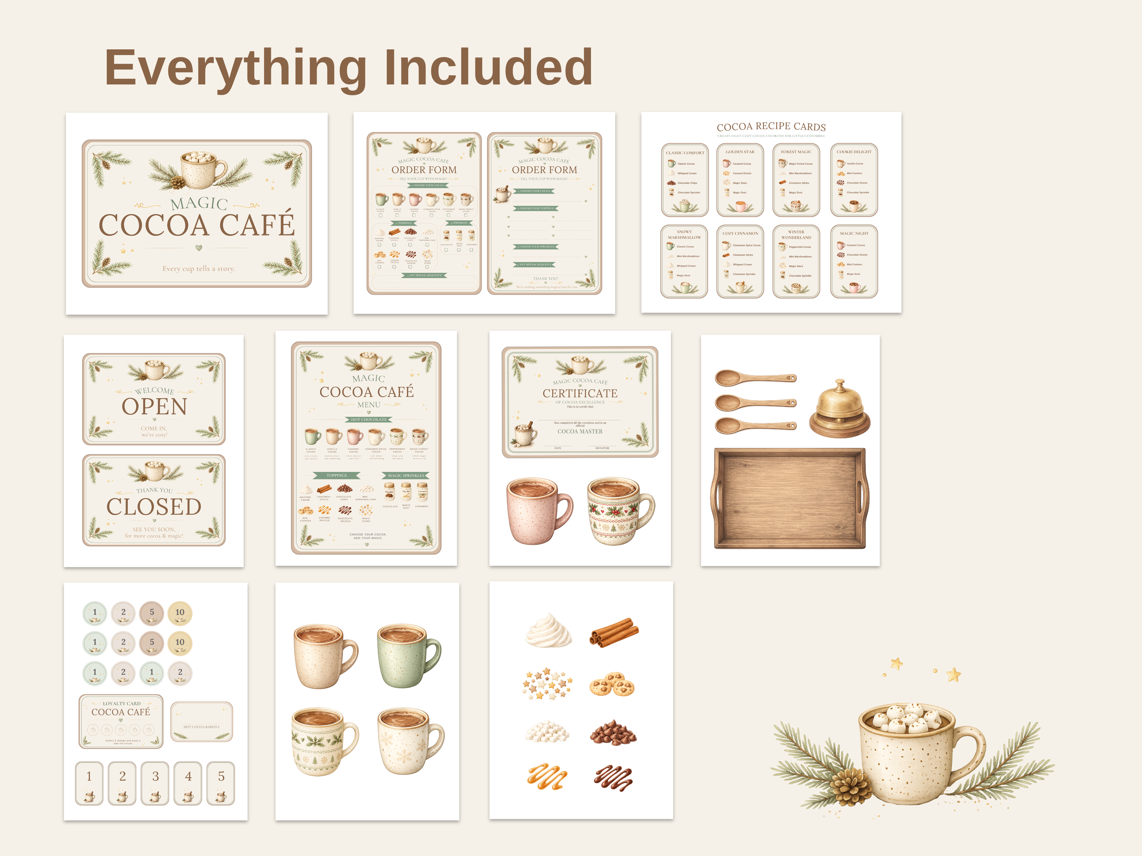 Magic Hot Chocolate Shop | Printable Pretend Play Kit | Hot Cocoa Café