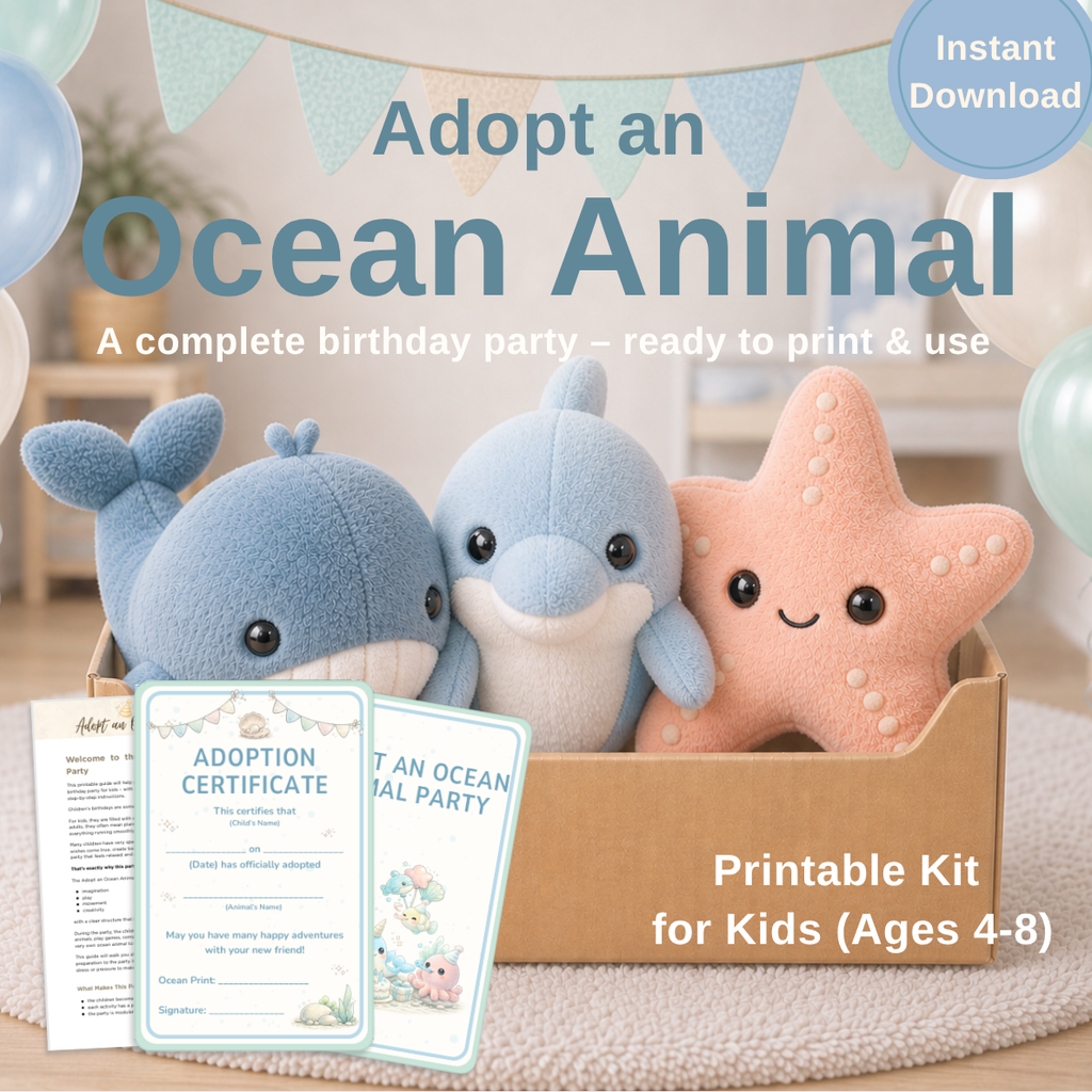 Adopt an Ocean Animal Party Guide | Printable Birthday Party Kit for Kids