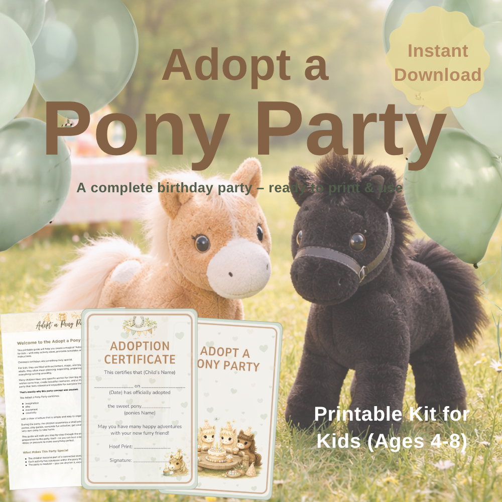 Adopt a Pony Party Guide | Printable Birthday Party Kit for Kids