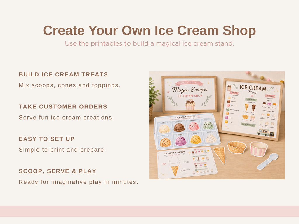 Magic Scoops Ice Cream Shop | Printable Pretend Play Kit
