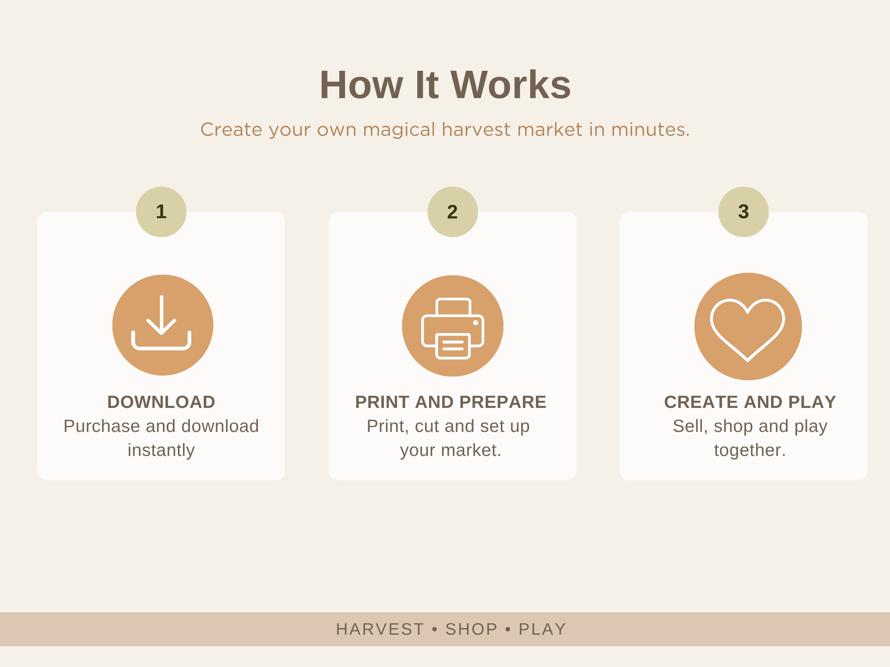 Autumn Harvest Market Pretend Play Kit | Printable Farmers Market