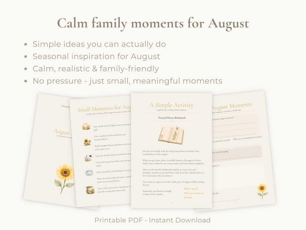 August Family Moments Guide | Printable Family Activities & Rituals