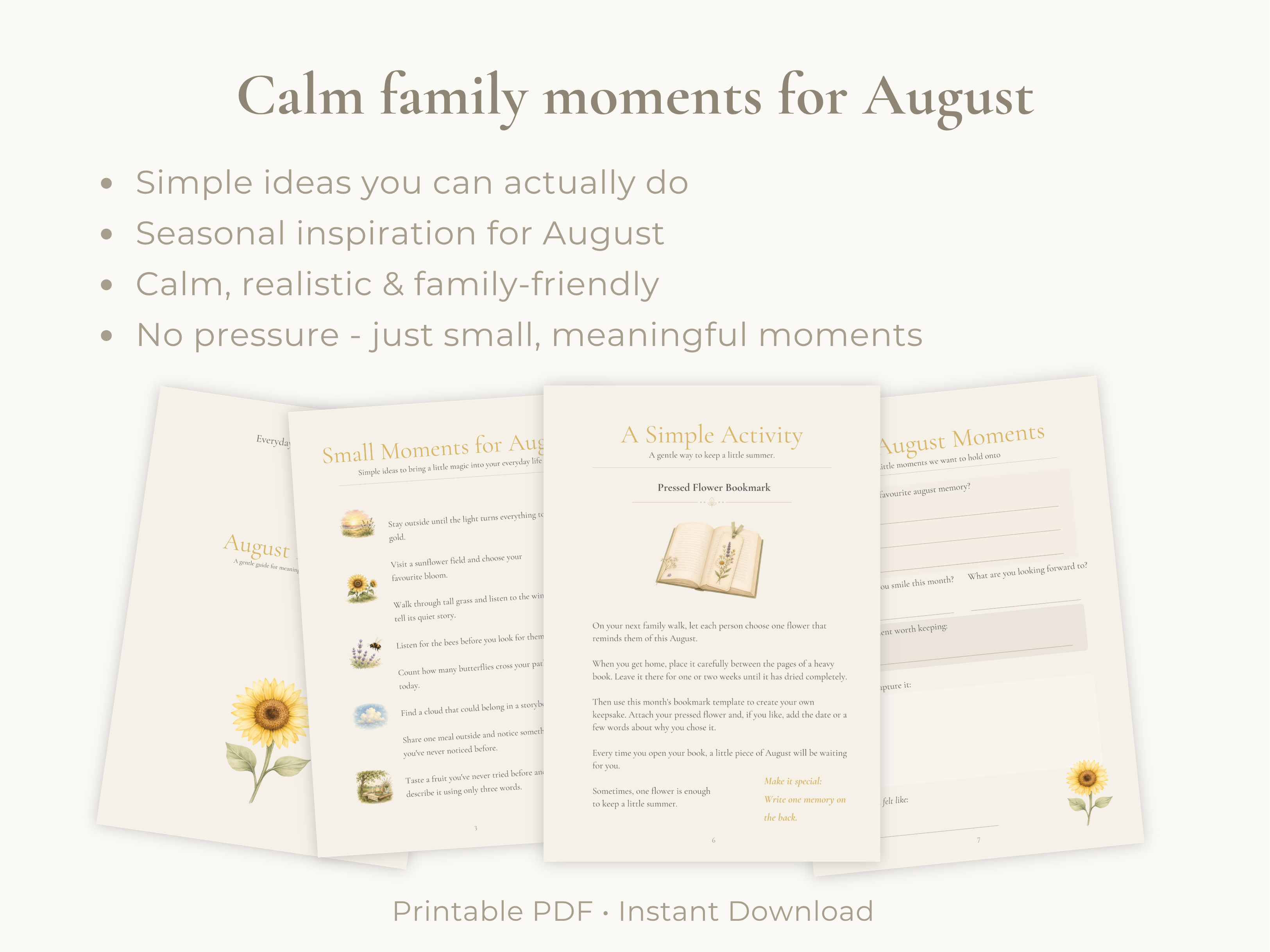 August Family Moments Guide | Printable Family Activities & Rituals