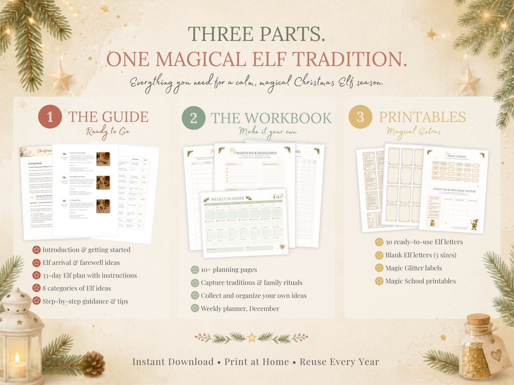 Christmas Elf Kit with Letters | 33-Day Printable Christmas Guide & Workbook
