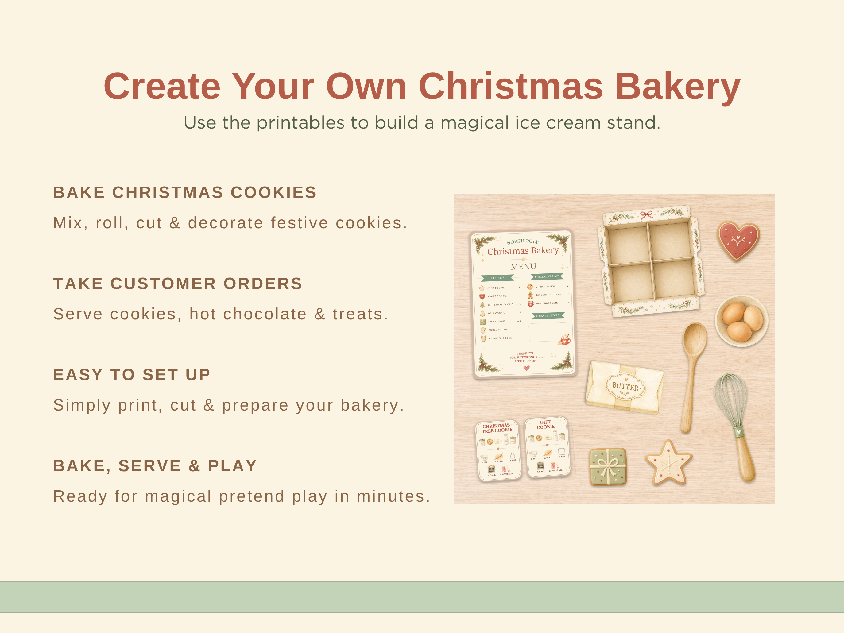 Christmas Bakery | Printable Pretend Play Kit