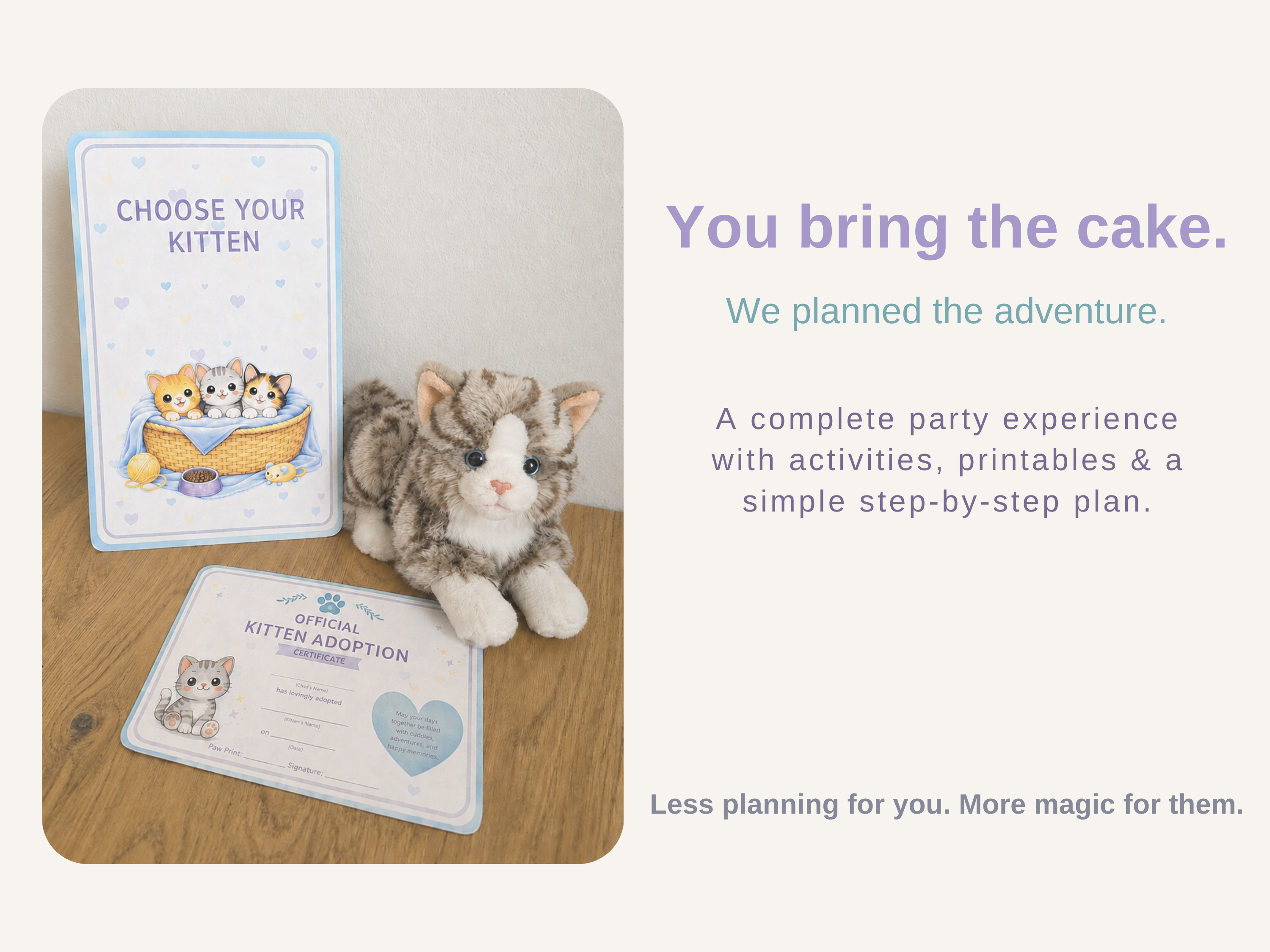 Adopt a Kitten Party Guide | Printable Birthday Party Kit for Kids