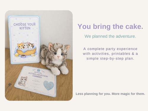 Adopt a Kitten Party Guide | Printable Birthday Party Kit for Kids
