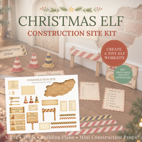 Christmas Elf Construction Site Kit | Printable Elf Miniatures