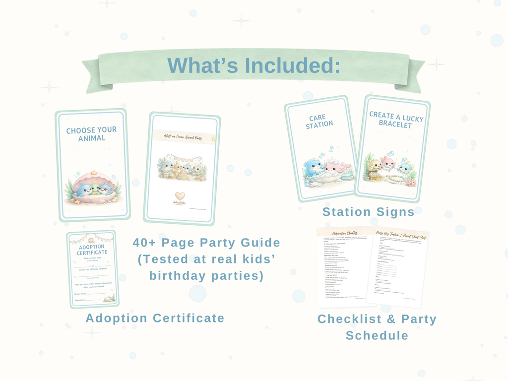 Adopt an Ocean Animal Party Guide | Printable Birthday Party Kit for Kids