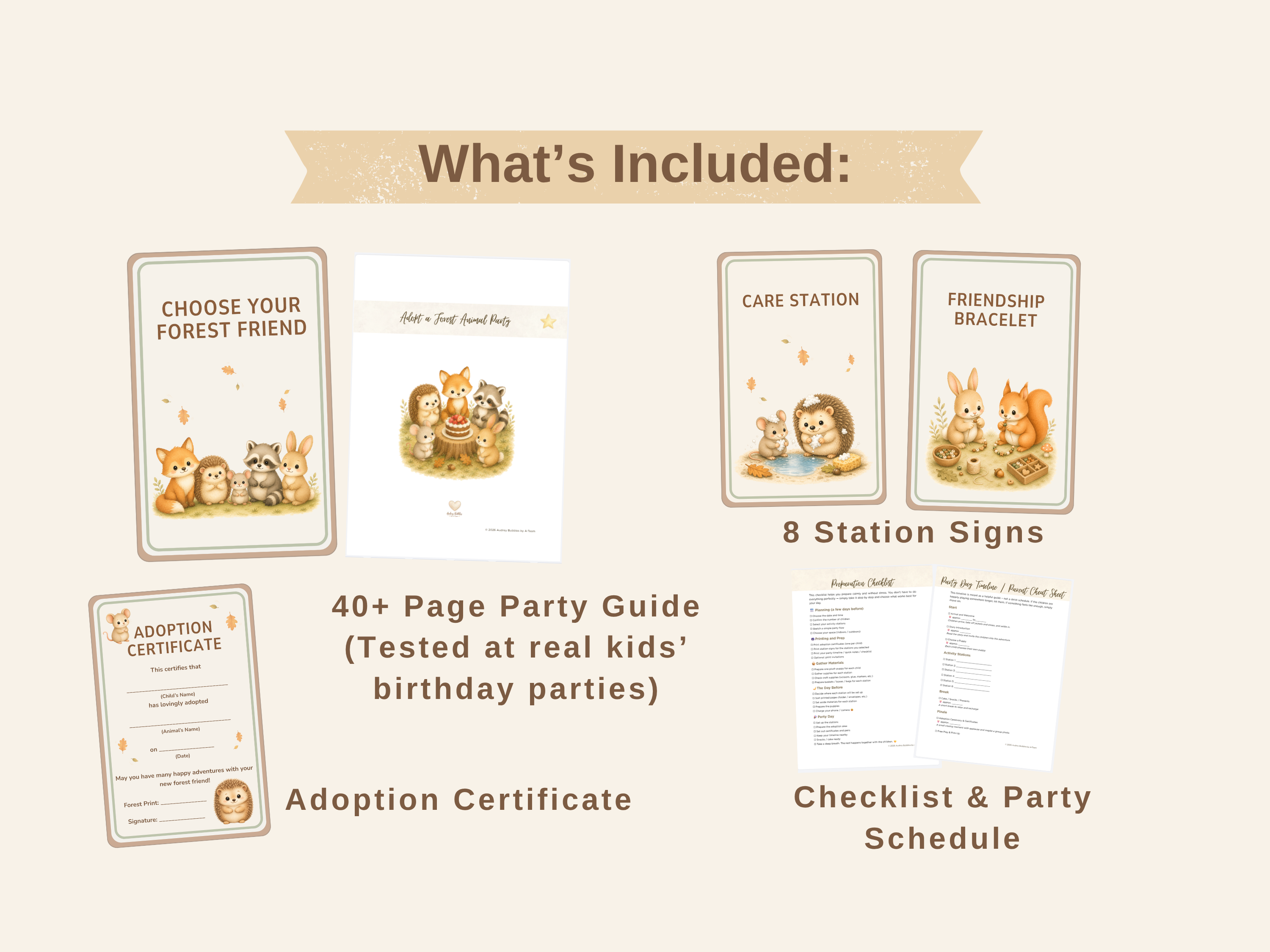 Adopt a Forest Animal Party | Printable Birthday Party Kit