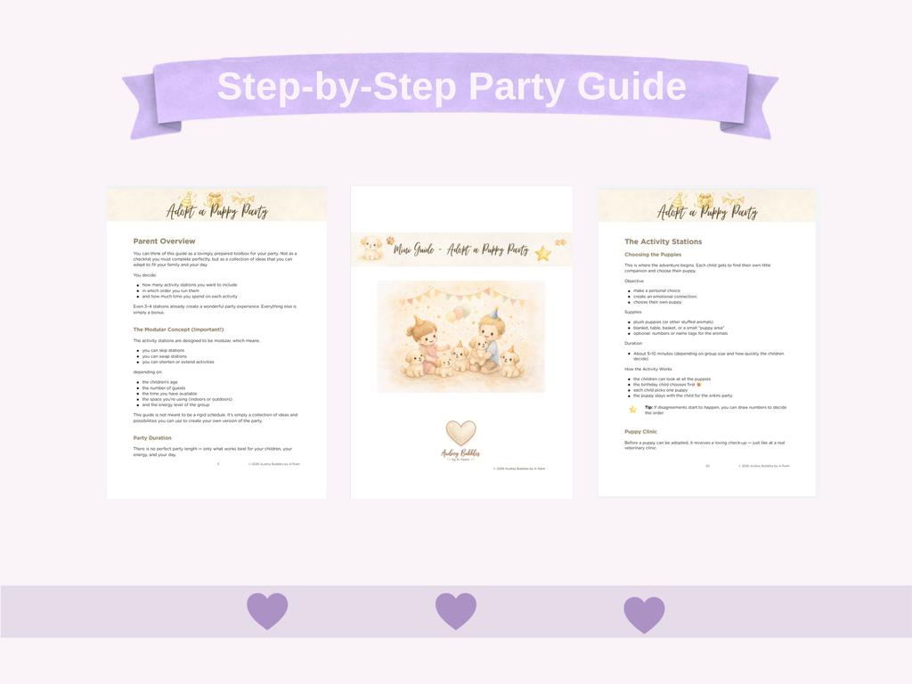 Adopt a Puppy Party Guide | Printable Birthday Party Kit for Kids