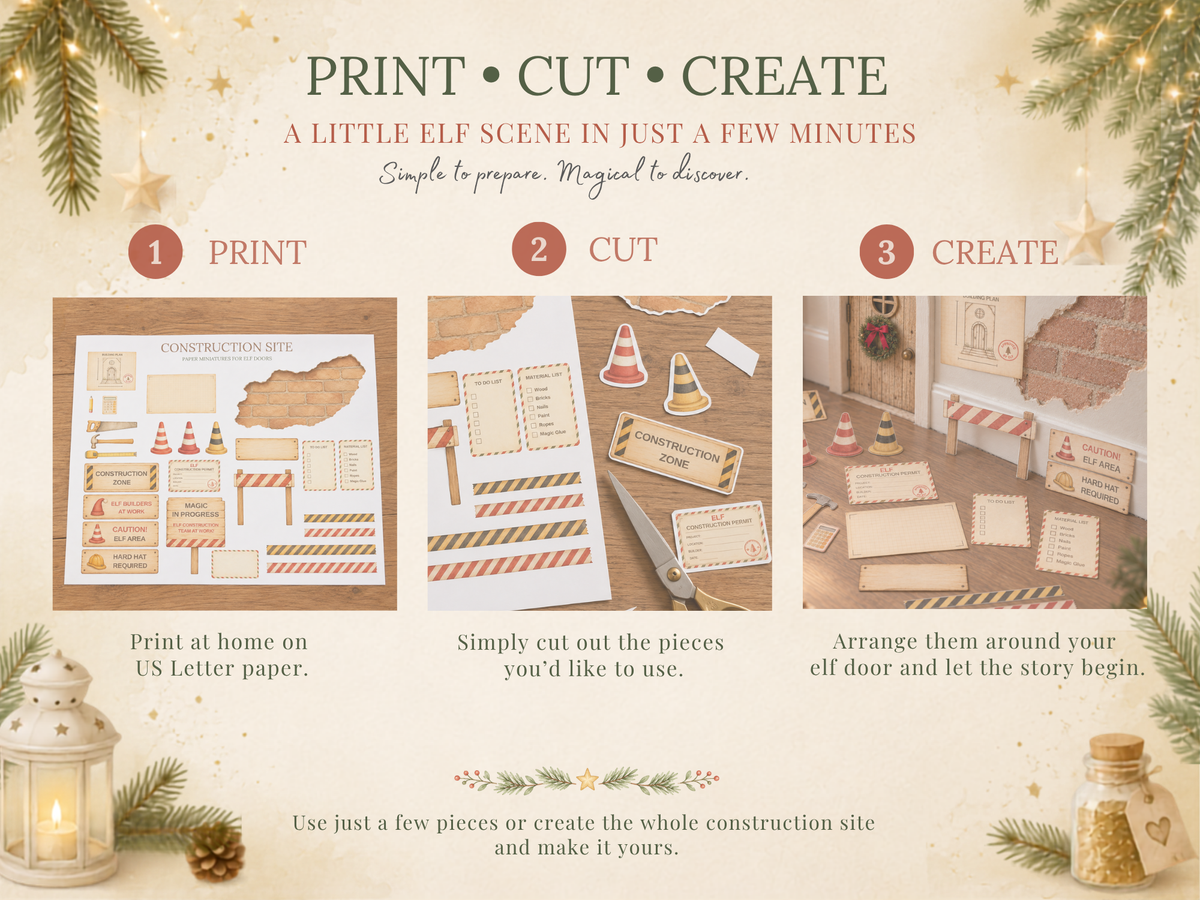 Christmas Elf Construction Site Kit | Printable Elf Miniatures