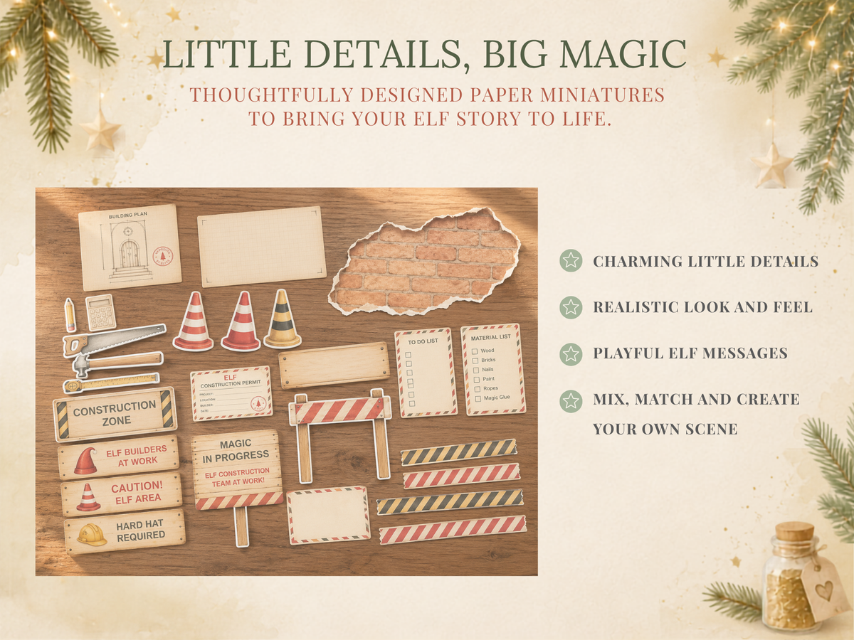 Christmas Elf Construction Site Kit | Printable Elf Miniatures