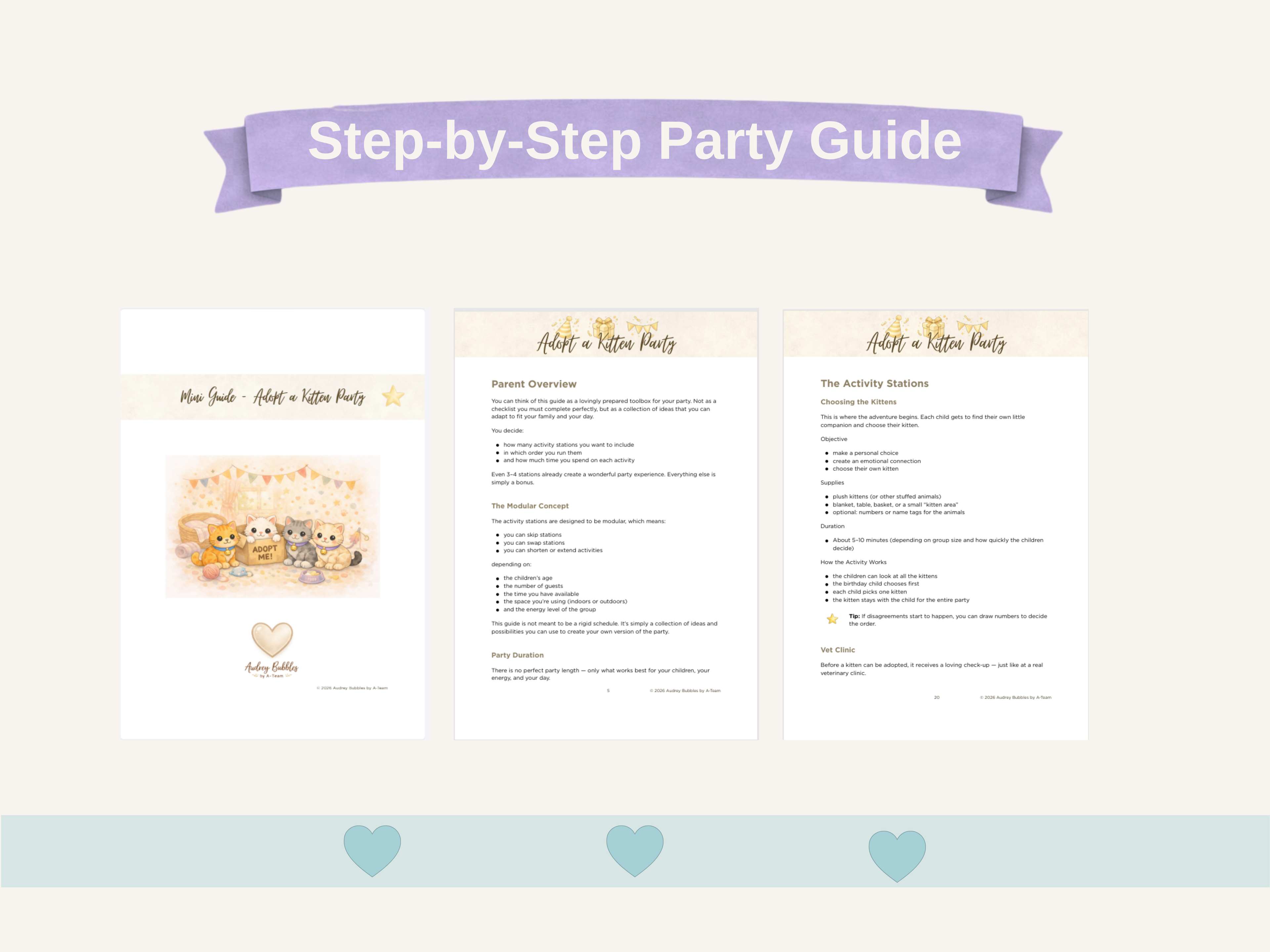 Adopt a Kitten Party Guide | Printable Birthday Party Kit for Kids
