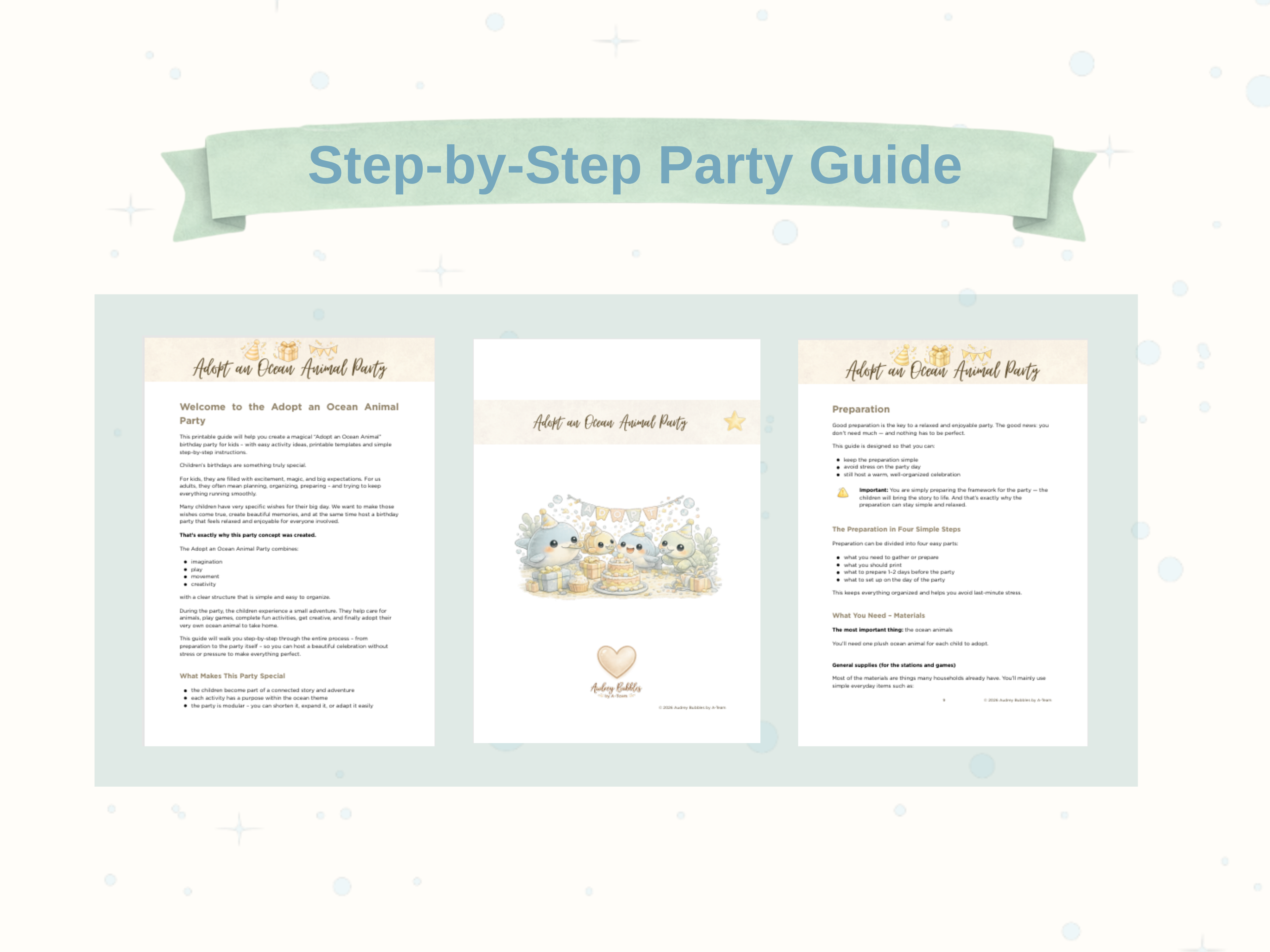 Adopt an Ocean Animal Party Guide | Printable Birthday Party Kit for Kids