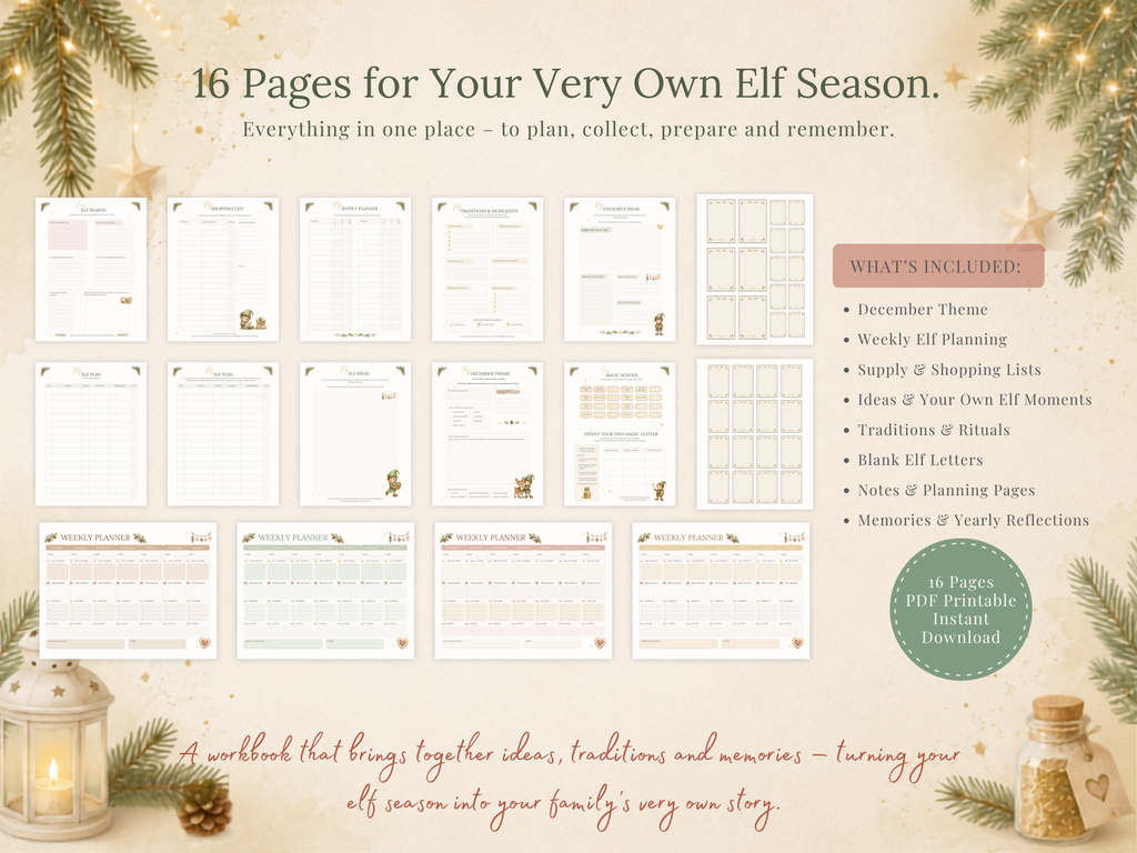 Christmas Elf Workbook | Printable Elf Planner & Tradition Organizer