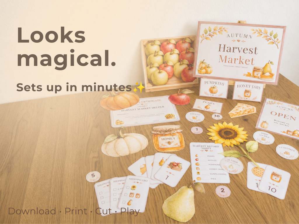 Autumn Harvest Market Pretend Play Kit | Printable Farmers Market