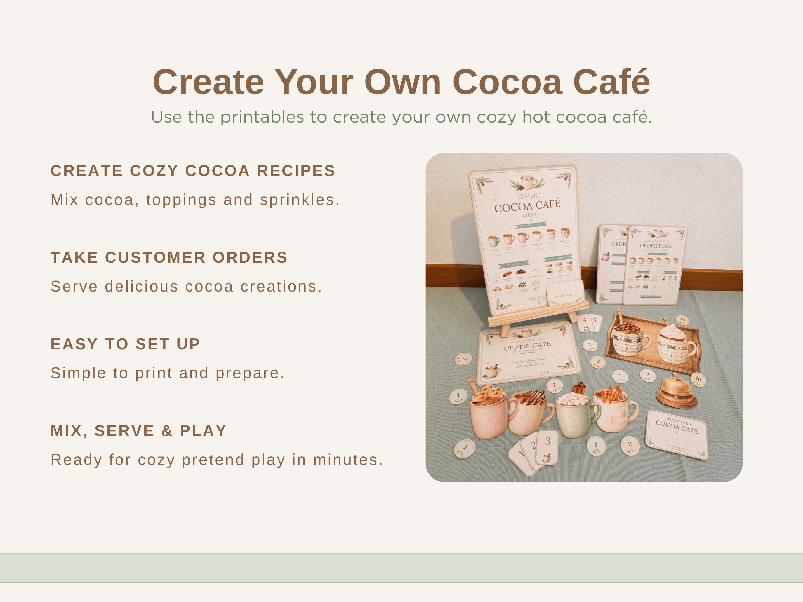 Magic Hot Chocolate Shop | Printable Pretend Play Kit | Hot Cocoa Café