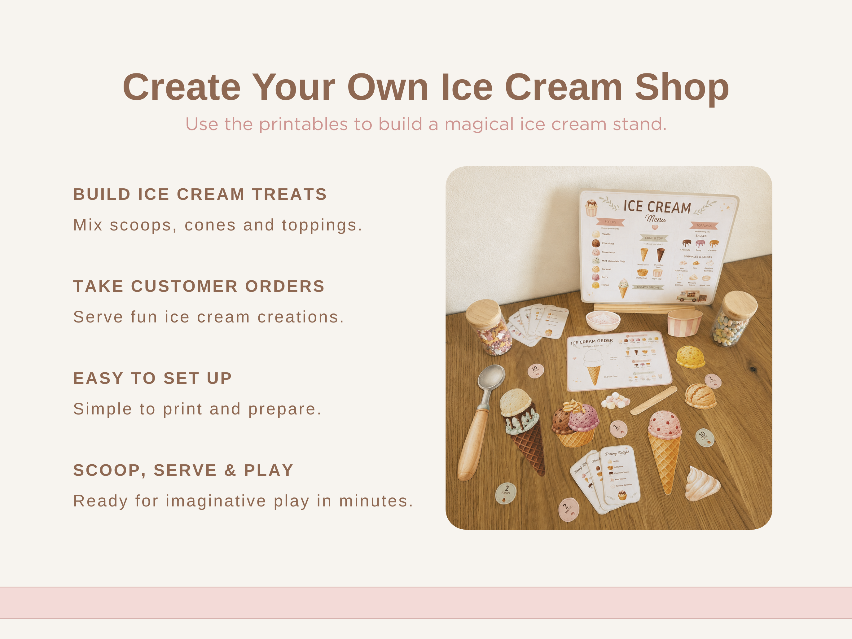 Magic Scoops Ice Cream Shop | Printable Pretend Play Kit