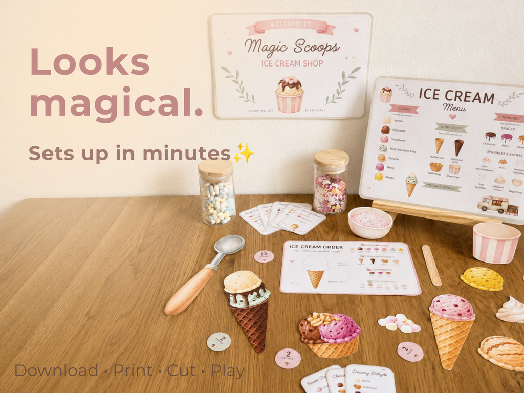 Magic Scoops Ice Cream Shop | Printable Pretend Play Kit